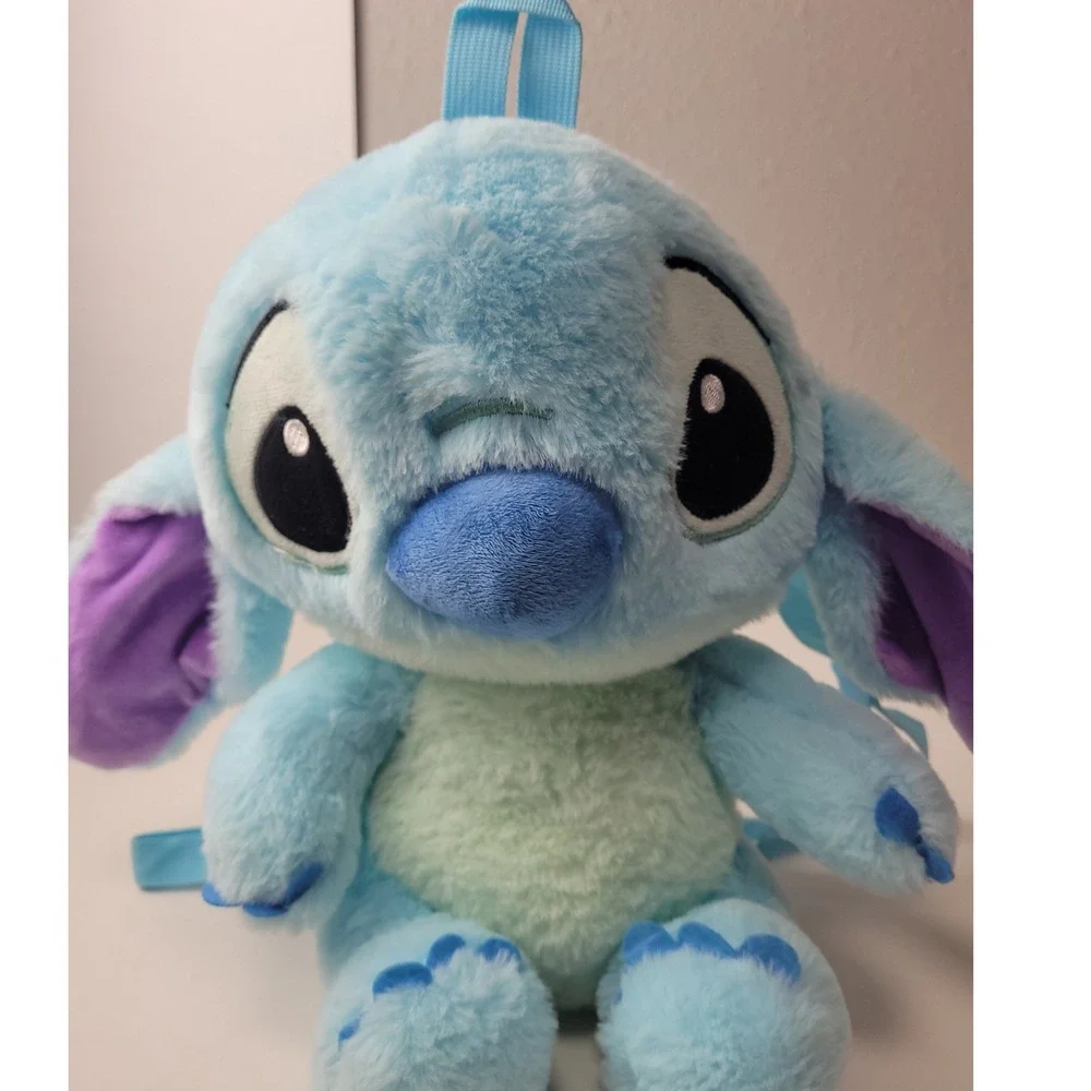 Disney Lilo and Stitch Plush Backpack 14 Inch Blue Fuzzy Character Bag Kids